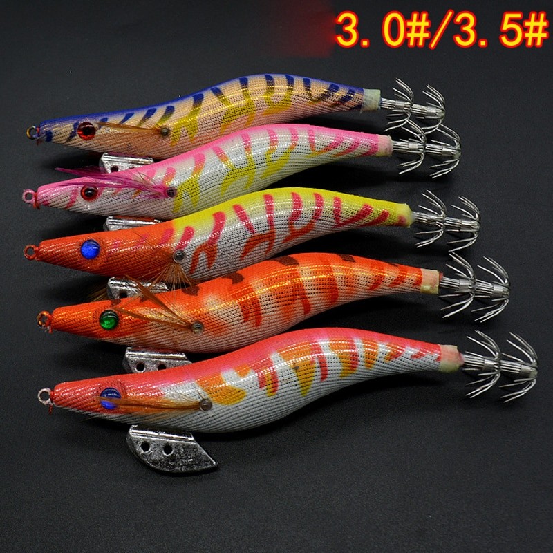 1Pcs Hot 15g 21g Hard Bait Sea Lure Squid Jig Sea Fishing Lure 3D Eyes Shrimp Cuttlefish Squid Octopus Hook Rig