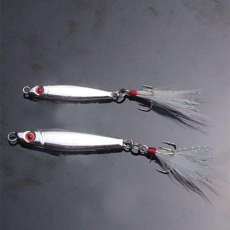 2pcs 7/14g Silver Metal VIB Lures Strong vivid Vibrations Spoon Lure Fishing bait Bass Artificial Hard Bait 3D Eyes Long Shot