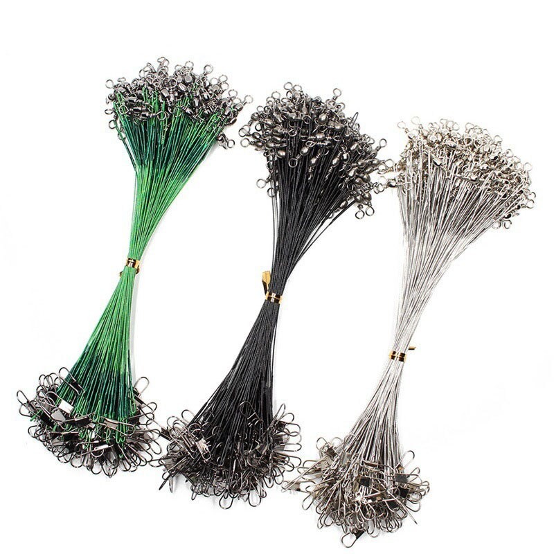 Conductor Steel Wire 20CM/20 Pieces, Green Silver Black Anti Twist Braided Wire Anti Bite Fishing Gear Accessories