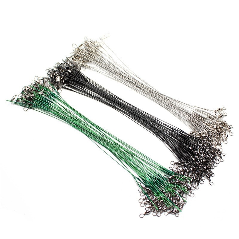 Conductor Steel Wire 20CM/20 Pieces, Green Silver Black Anti Twist Braided Wire Anti Bite Fishing Gear Accessories