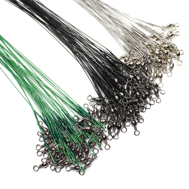 Conductor Steel Wire 20CM/20 Pieces, Green Silver Black Anti Twist Braided Wire Anti Bite Fishing Gear Accessories
