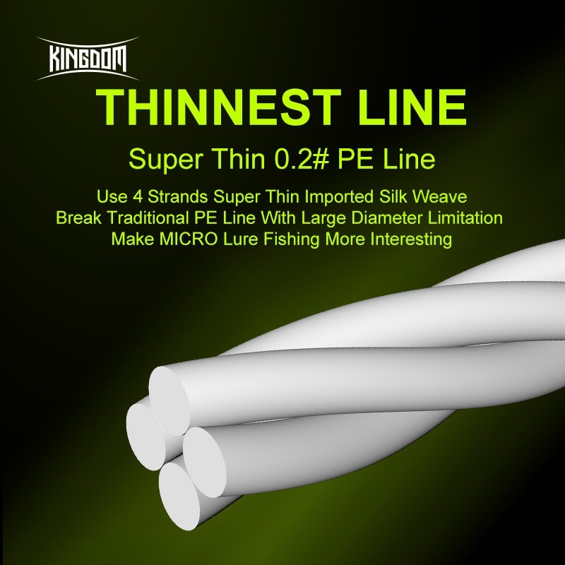 Kingdom Micro Fly 100M 150M Braid PE Fishing Line 8 Strand 0.2#/0.4#/0.6# 9-12LB Far Casting Distance Super Stiff&amp;Strong