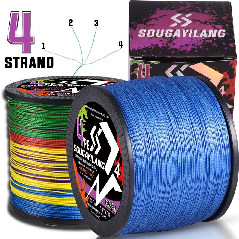 Sougayilang 4 Strands 100M,300M PE Braided Fishing Line 18-66LB Smooth and Durable Fishing Line, Suitable for Carp Fishing