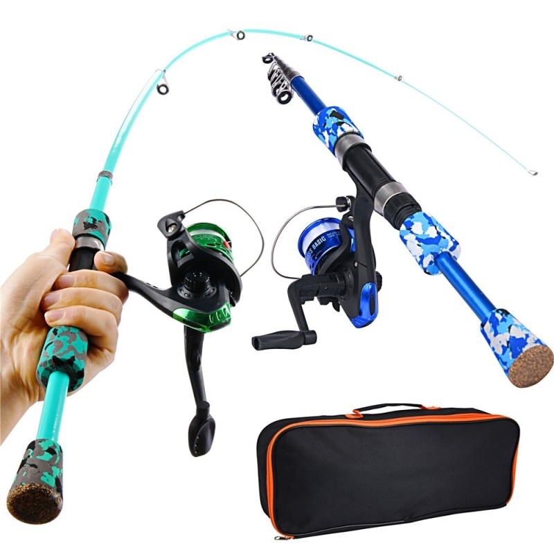 Fishing Combo Telescopic Super Light Fishing Rod and Spinning Fishing Reel with Fishing Baits Hooks line for Freshwater Fishing