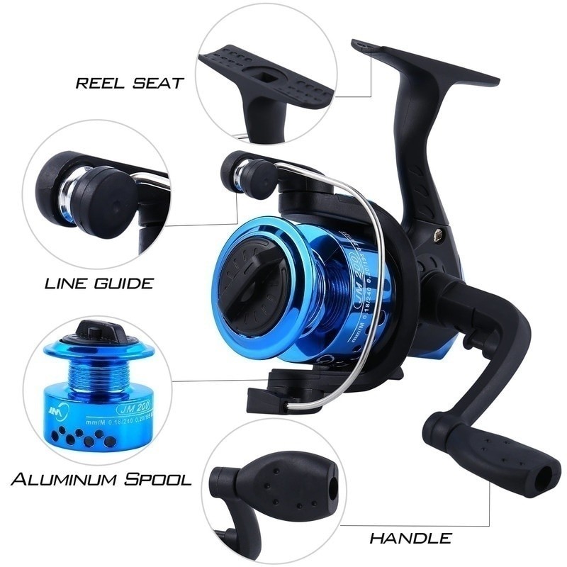 Sougayilang Portable Telescopic Fishing Travel Combo 1.0-1.8m Fishing Rod and Spinning Blue Reel Baits Hooks Line Full Set