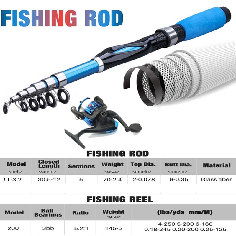 NEW Fishing Rod Full Kits with 1.2M Telescopic Sea and Spinning Reel Baits Lure Set Travel Fishing Gear Accessories Bag Beginner