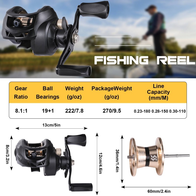 Sougayilang 1.8-2.4m Telescopic Casting Fishing Combo Portable Ultralight Rod and 8.1:1 Gear Ratio Fishing Reel Fishing Combo