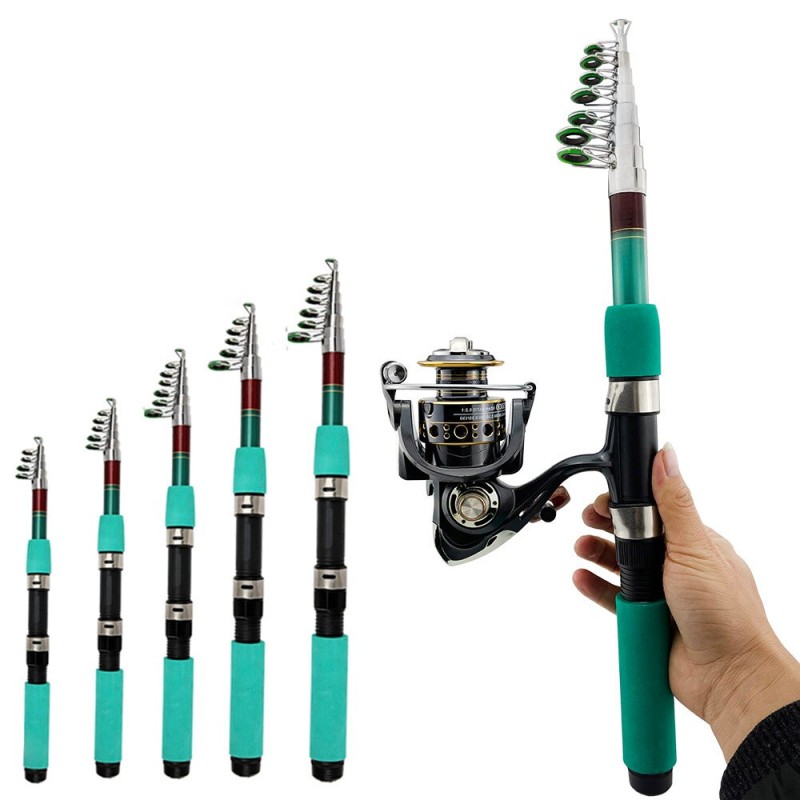 Strong Drag Rod+Reel Set Spinning Fishing Rod 1.8M-3.6M Carbon Fiber Rod Sea Pole Metal Spool Fishing Reel Spincasting Combo