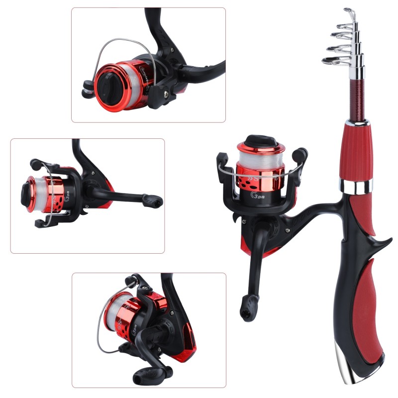 Sougayilang Ice Fishing Combo 1.4m Glass Fiber Spinning Rod and 5.2:1 High Quality Fishing Reel Fishing Set De Pesce