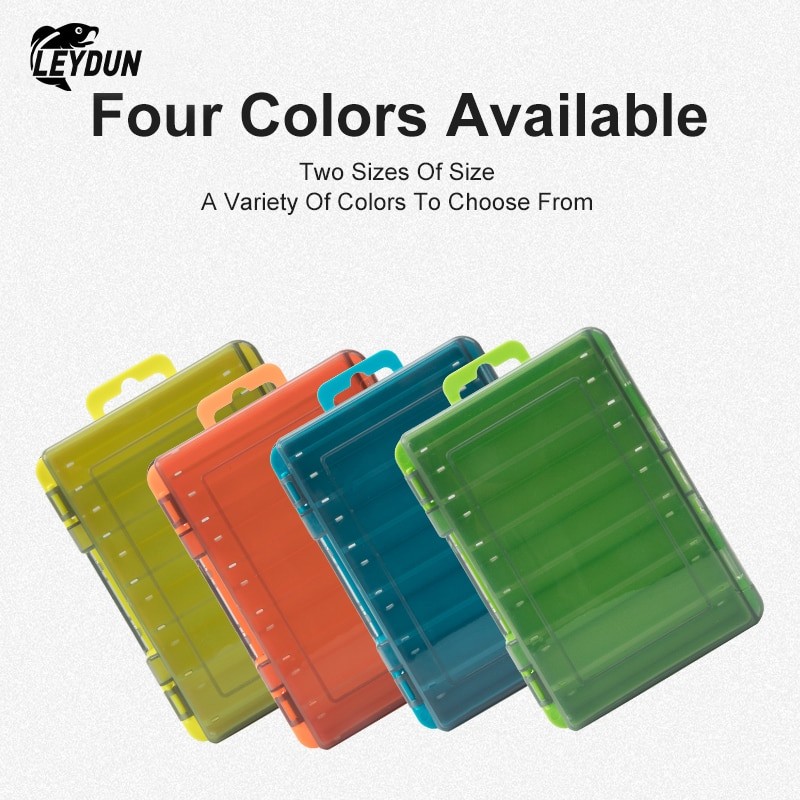 LEYDUN Hot 12 14 Compartments Fishing Tackle Boxes Bait Lure Hook Accessories Box Storage Double Sided High Strength Fishing Box