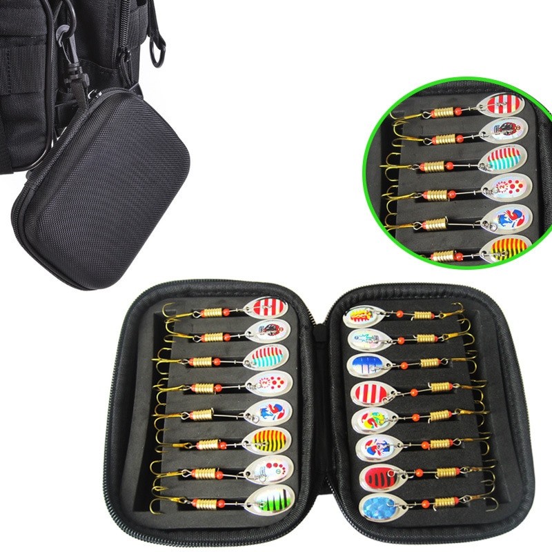 Portabale Fly Fishing Lure Spinner Spoon Bait Foam Box Trout Flies Fishook Fish Hook Hard EVA Storage Case Container Bag