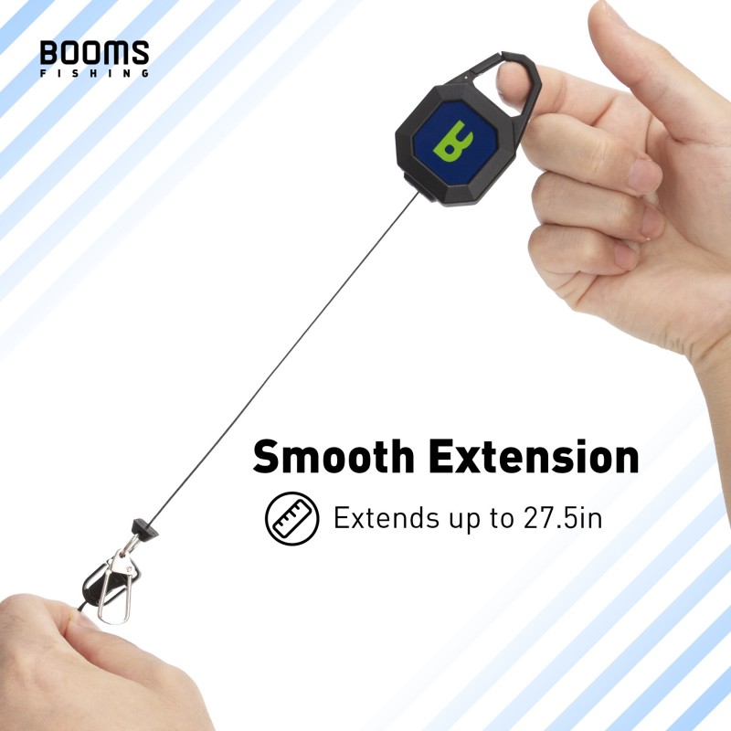 Booms Fishing RG4 Fly Fishing Tools Retractor Locking Gear Tether Heavy Duty Retractable Keychain with Steel Cord Accessories