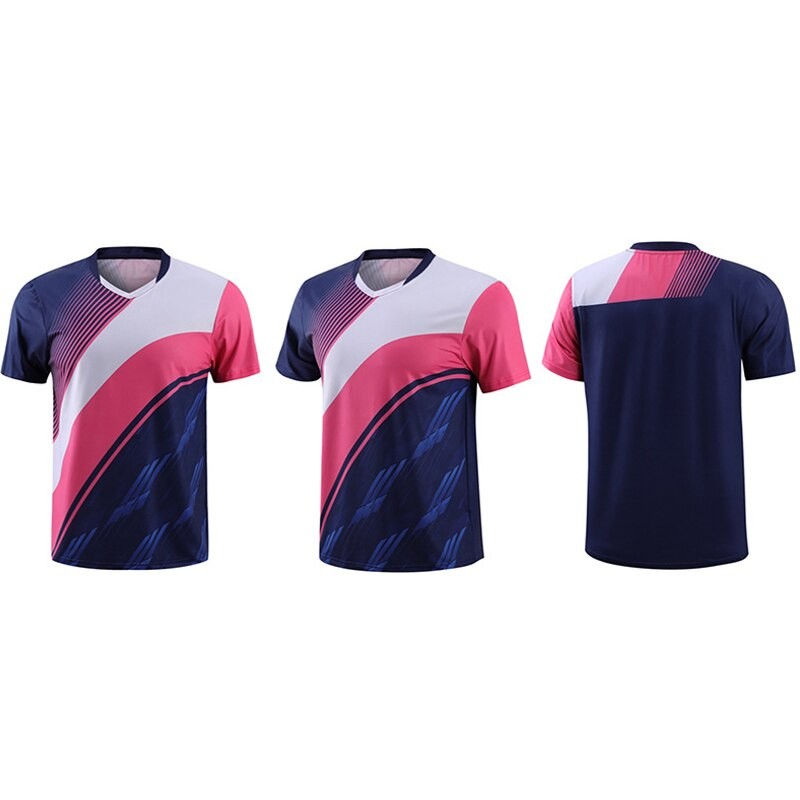 V Neck Badminton Jersey Short Sleeve Table Tennis Clothes Quick Drying Breathable Outdoor Sports Leisure Men Women Sportswear