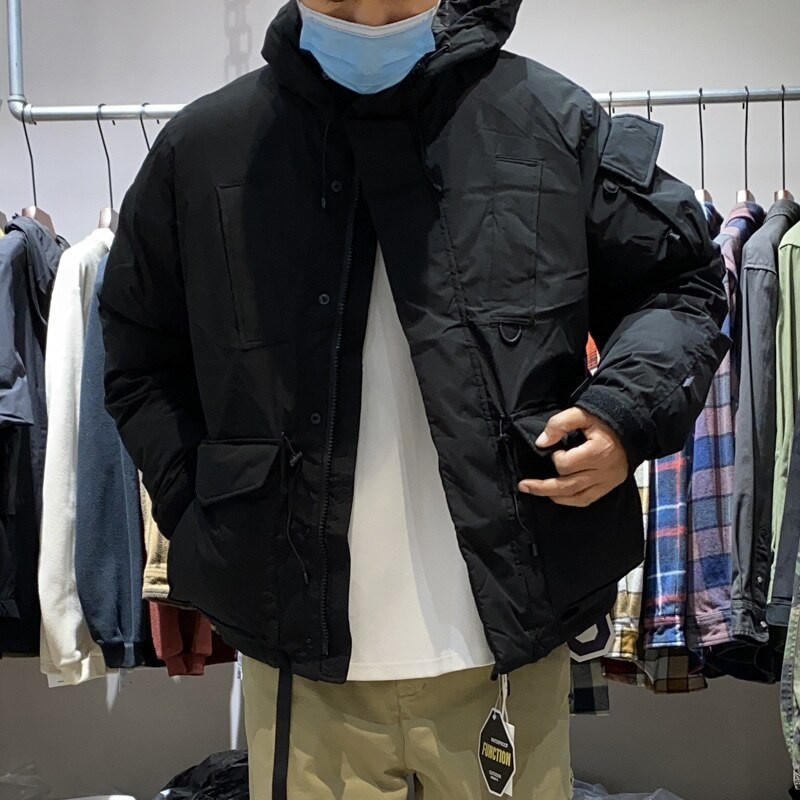 Multi Pocket Workwear Cotton Jacket Japanese Casual Loose Warm Cotton Coat Outdoor Riding Trekking Camping Cargo Clothes