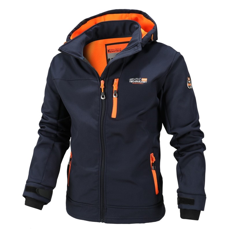 Fashion Men's Casual Windbreaker Jackets Hooded Jacket Man Waterproof Outdoor Soft Shell Winter Coat Clothing Warm Fleece Thick