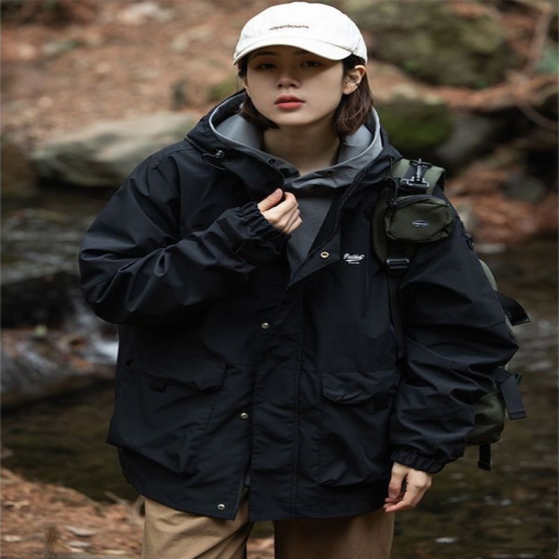 Hoip Jeeky Japanese Multi-pocket Outdoor Hooded Jacket Men Women Trend Couple Loose Street Sports Jacket Rain Coat Men WOMEN