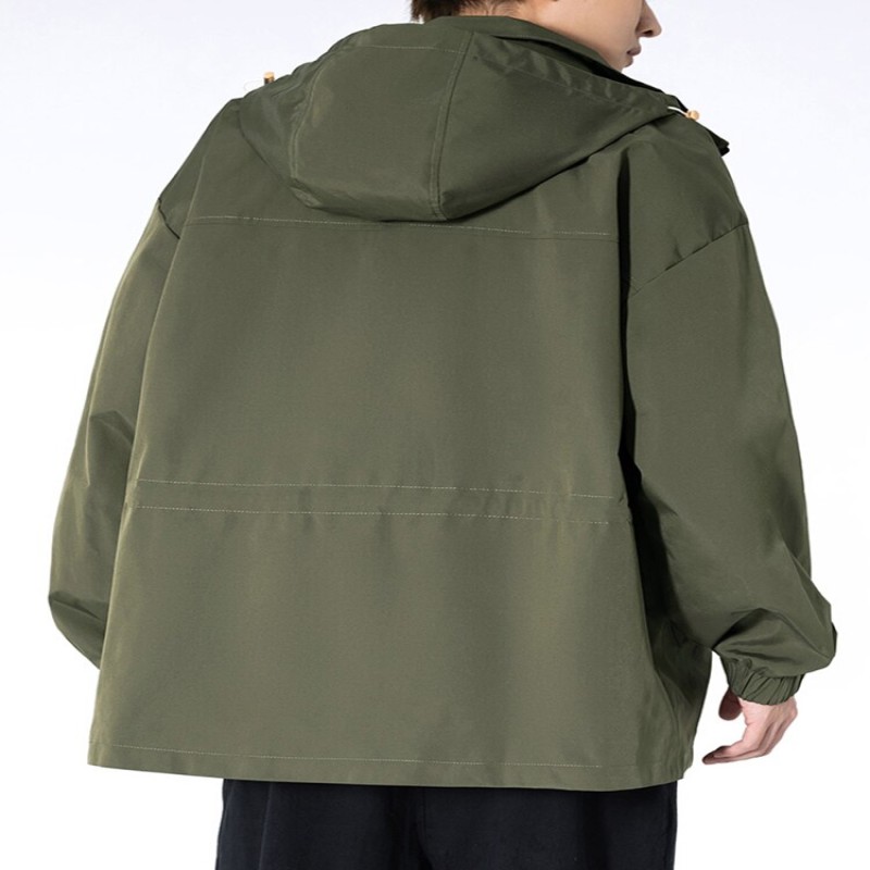 2022 New Spring Men's Jacket Plus Size Multi-Pockets Workwear Hooded Windbreaker Man Loose Casual Zipper Coats 6XL 7XL 8XL 9XL