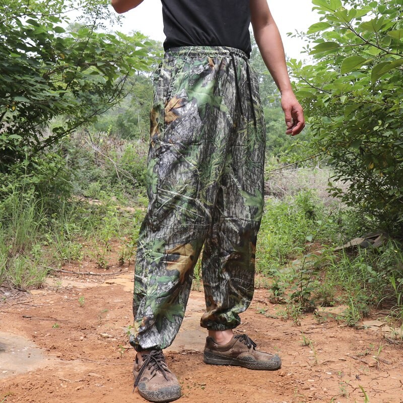 Ultra Thin Men's Summer Hunting Fishing Full Pants Polyester Breathable Jungle Trousers Outdoor Bionic Camouflage Ghillie Pants