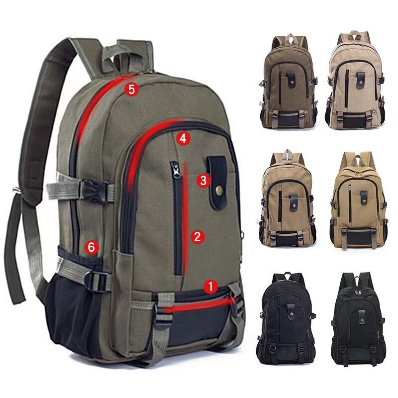 47cm Mountaineering Bag Backpack For Men Canvas Large Capacity High School Backpacks Outdoor Travel Camping Bag Computer Bag