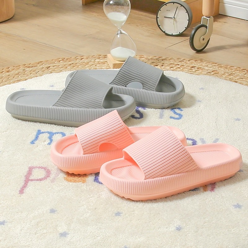 Feslishoet Women Fashion Summer Soft Slippers Thick Platform Bathroom Home Men Indoor Non-Slip Anti-Slip Female Cloud Slides