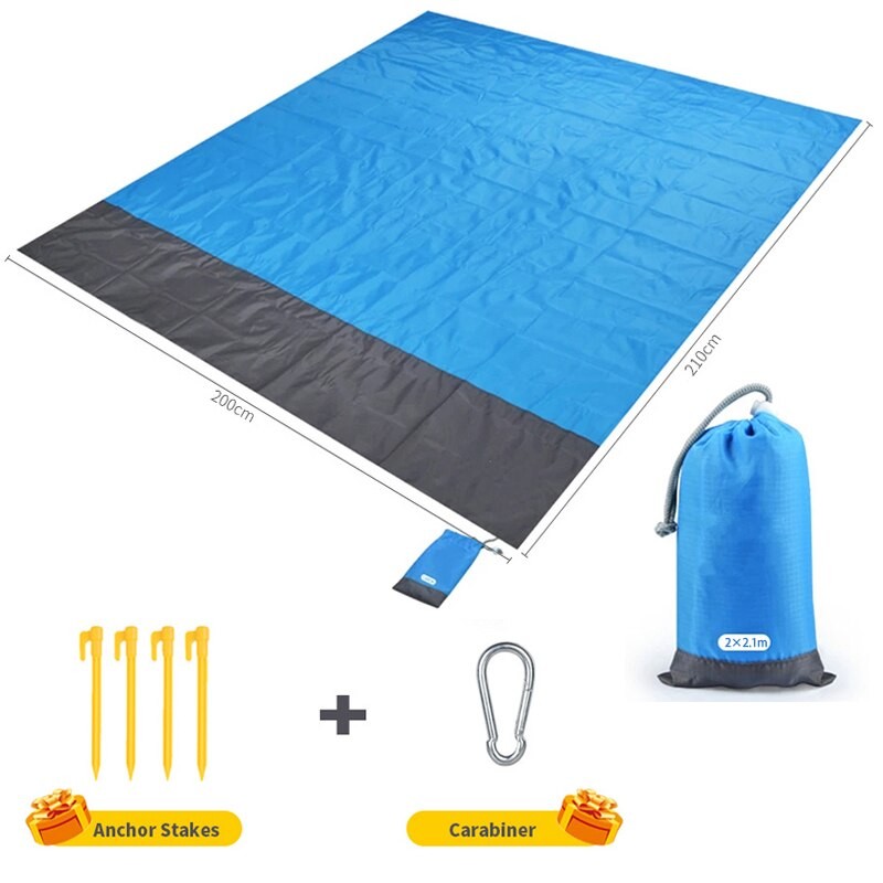 200x210cm Pocket Picnic Waterproof Beach Mat Sand Free Blanket Camping Outdoor Picknick Tent Folding Cover Bedding