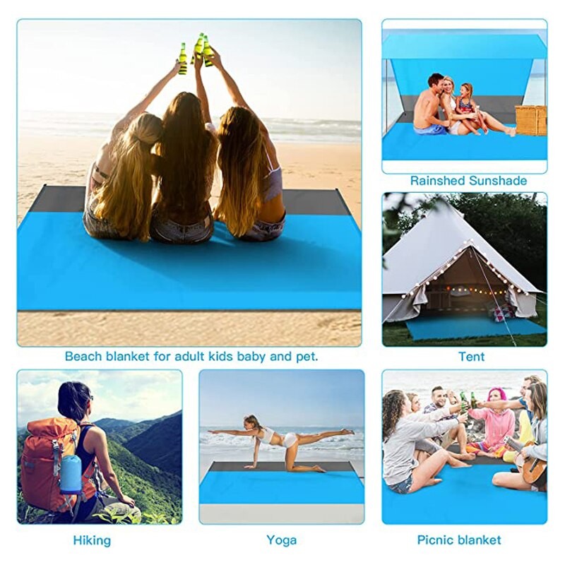 200x210cm Pocket Picnic Waterproof Beach Mat Sand Free Blanket Camping Outdoor Picknick Tent Folding Cover Bedding
