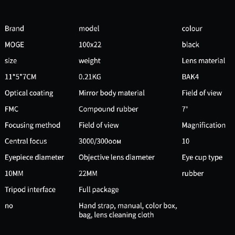 Moge 100x22 Binocular High Power HD Camping Equipment Portable Travel 40x22 Pocket Telescope Night Vision For Hunting