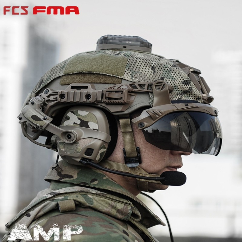 2022 New AMP Headset Full Digital Dual DPS Tactical FMA Headset Communication Noise Reduction w/ V60 PTT Combo