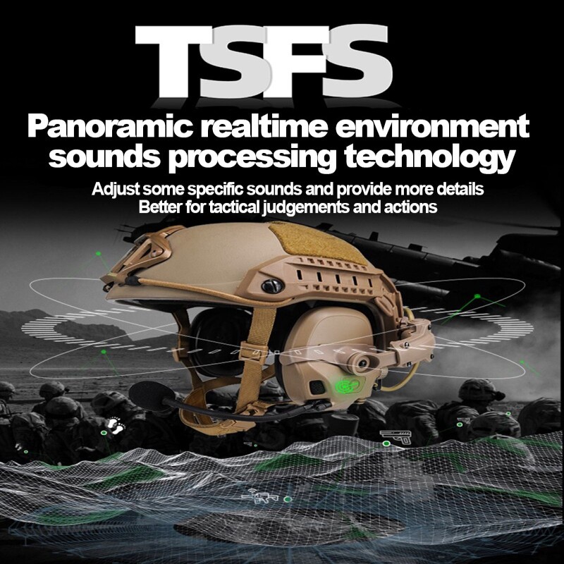 2022 New AMP Headset Full Digital Dual DPS Tactical FMA Headset Communication Noise Reduction w/ V60 PTT Combo