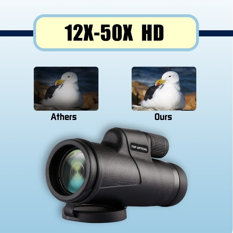 TOPOPTICAL 12x50 HD Telescope Monocular Camping Powerful Long Range 40x60 Hunting Binoculars Portable with Tripod Phone Adapter