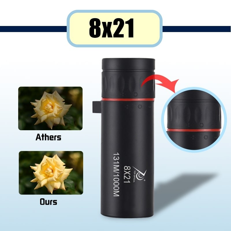 TOPOPTICAL 8x21 Telescope Monocular Waterproof Mini Portable Spotting Scope High Definition Adjustable Focal For Bird Watching