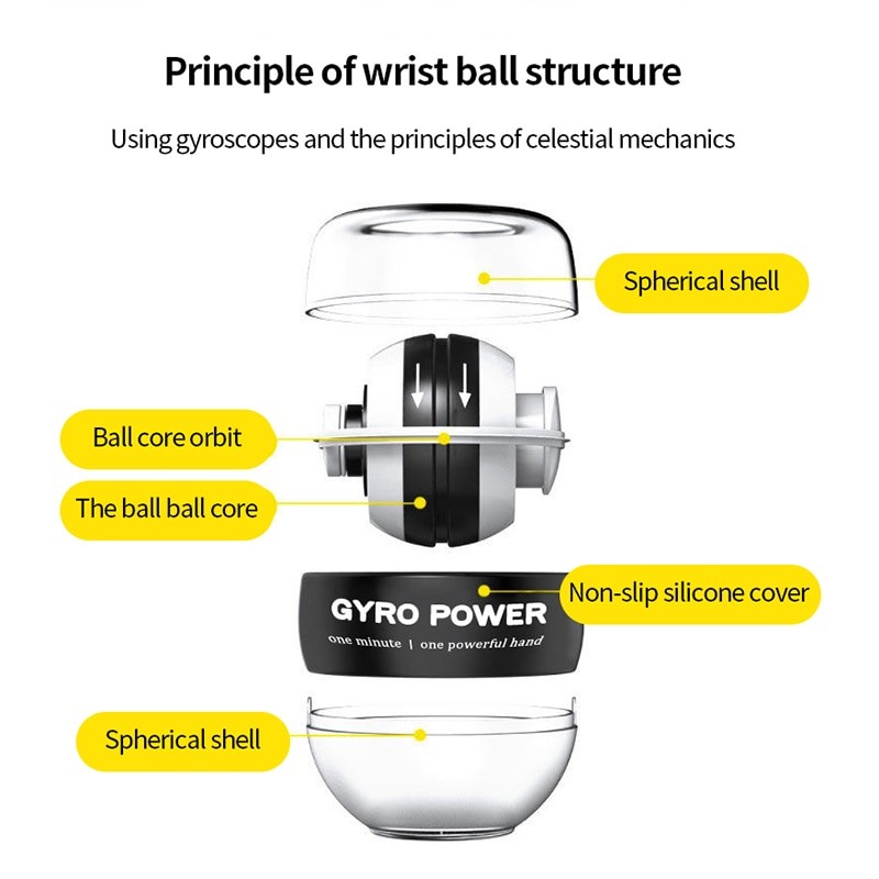 Wrist Power Ball Self-Starting Male Grip Power Ball Arm Power Wrist Metal 200 Silent Centrifugal Fitness Wrist Power Device