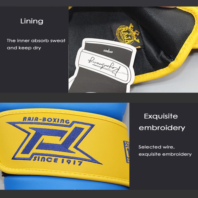 RAJA Genuine Leather Boxing Gloves Adult High Quality Women's Taekwondo Training Fighter Martial Arts MMA Equipment