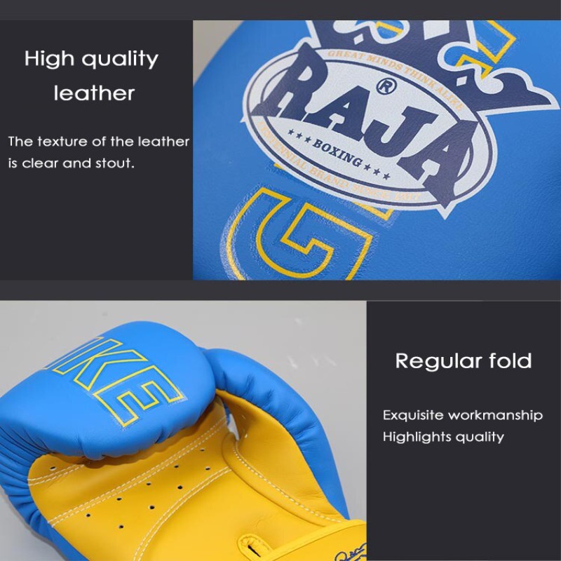 RAJA Genuine Leather Boxing Gloves Adult High Quality Women's Taekwondo Training Fighter Martial Arts MMA Equipment
