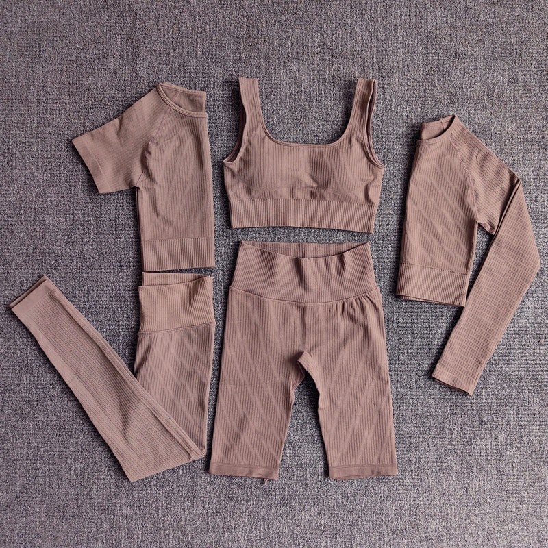 Yoga Set Seamless Women's Sportswear Workout Clothes Athletic Wear Gym Legging Fitness Bra Crop Top Long Sleeve Sports Suits