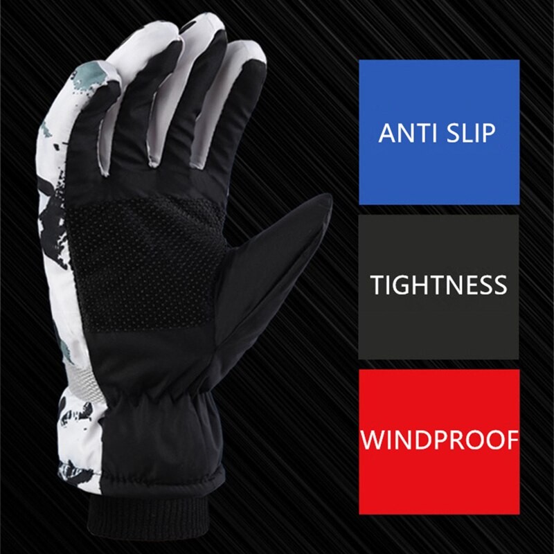Winter Snowboard Ski Gloves Unisex PU Leather Non-slip Touch Screen Waterproof Motorcycle Cycling Fleece Warm Snow Gloves