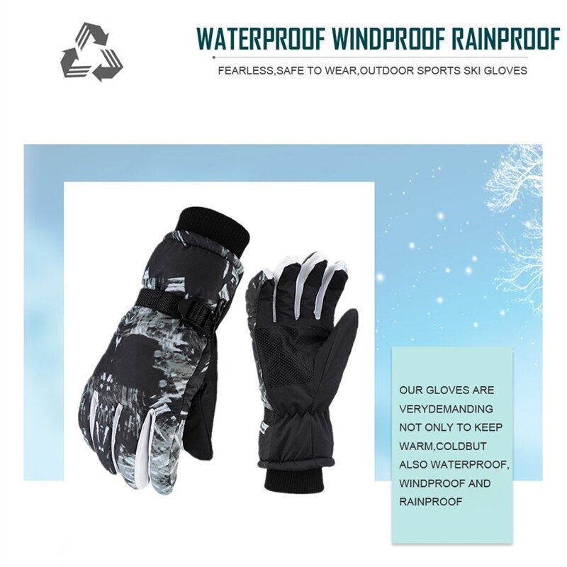 Men Black Ski Gloves Ultralight Waterproof Winter Warm Gloves Snowboard Cycling Motorcycle Riding Snow Windproof Gloves