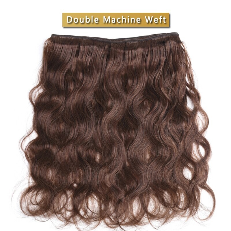 Brown Body Wave Bundles Brazilian Human Hair Bundles Dorisy Remy Brown Hair Extensions  #2 #4 Natural Color