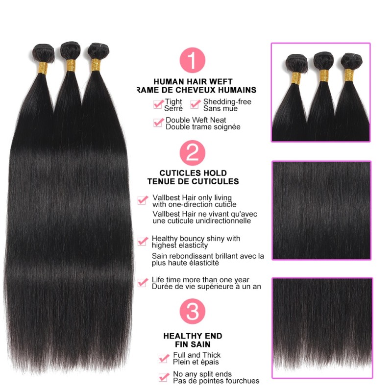 Peruvian Straight Hair Bundles Only Natural Straight Human Hair Bundles 12A 8-30 Inch Remy Human Hair Extensions For Black Women