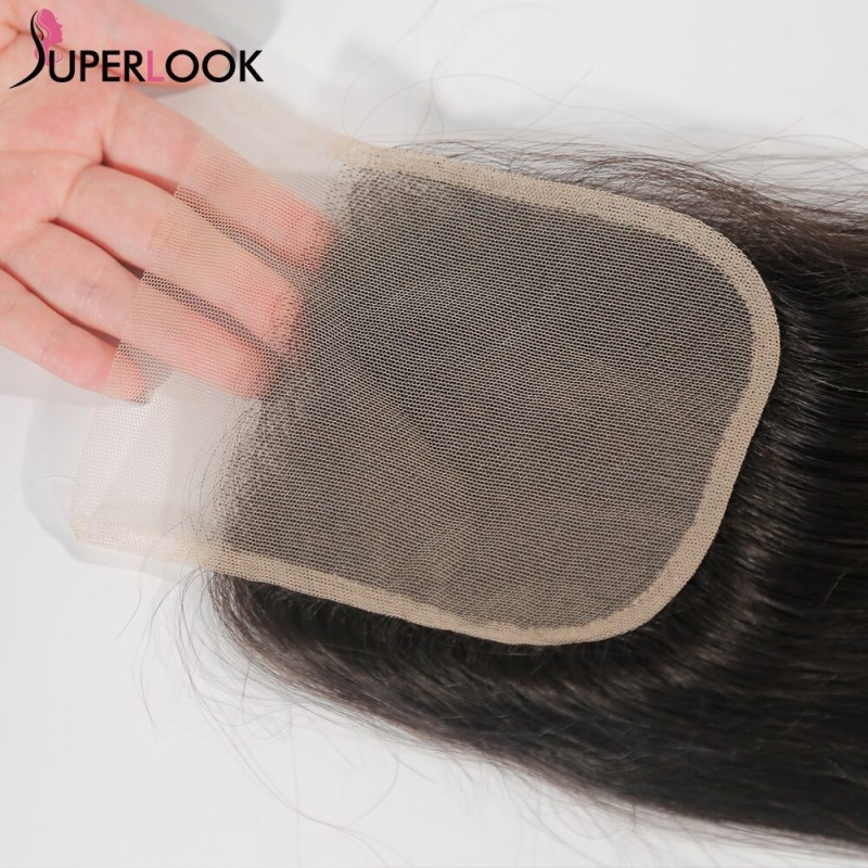 4X4 Lace Closure Only Peruvian Natural Black Remy Straight Hair Medium Brown Lace Closure 100% Human Hair Closures Superlook
