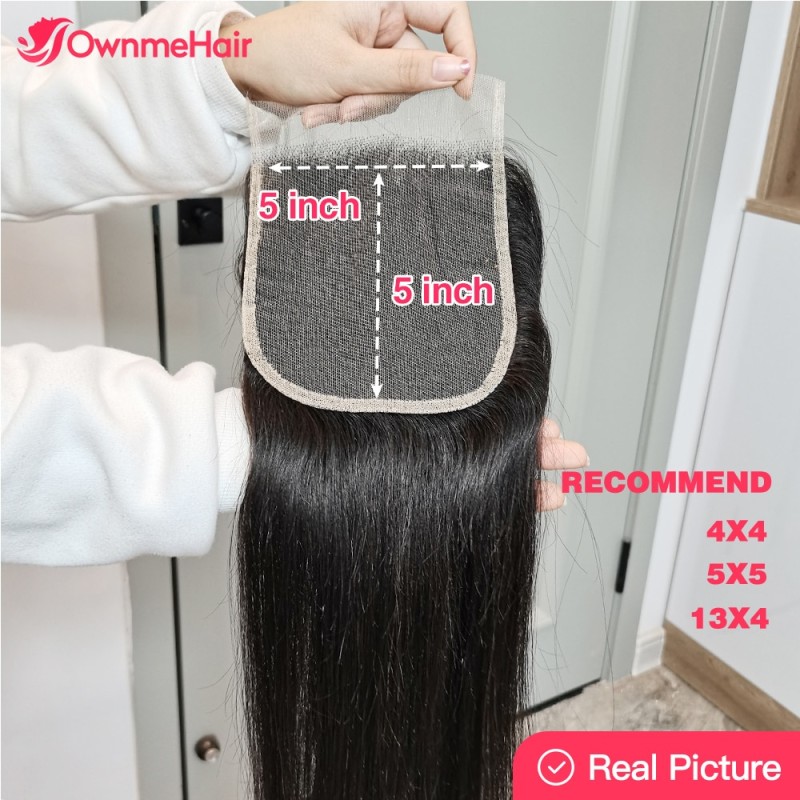 13x4 Lace Frontal Brazilian Human Hair 4x4 5x5 Transparent Lace Closure Soft Lace Frontal Invisible Pre Plucked Bleached Knots