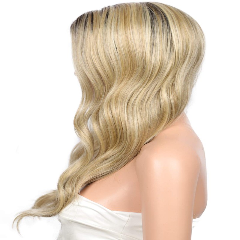 Kalyss 24" Side Parted Lace Front Wigs for Women Long Body Wavy Curly Heat Resistant Japan-made Synthetic Lace Frontal Wigs with