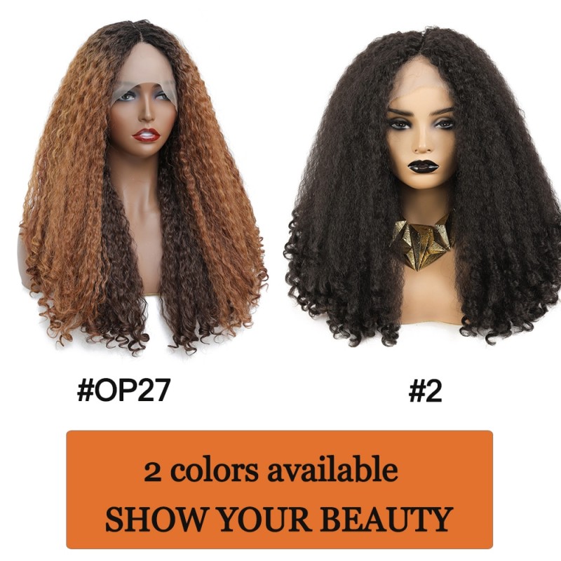 20 Inches SOKU Middle Part Synthetic Lace Front Wigs Classic Bouncy Spring Curly Wig for Afro Black White Women Daily Use