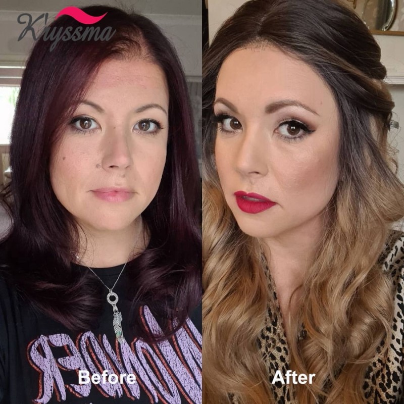 Kryssma Long Blonde Body Wavy Lace Front Wig Glueless Synthetic Blonde Wig Free Part Ombre Lace Wig with Natural Hairline