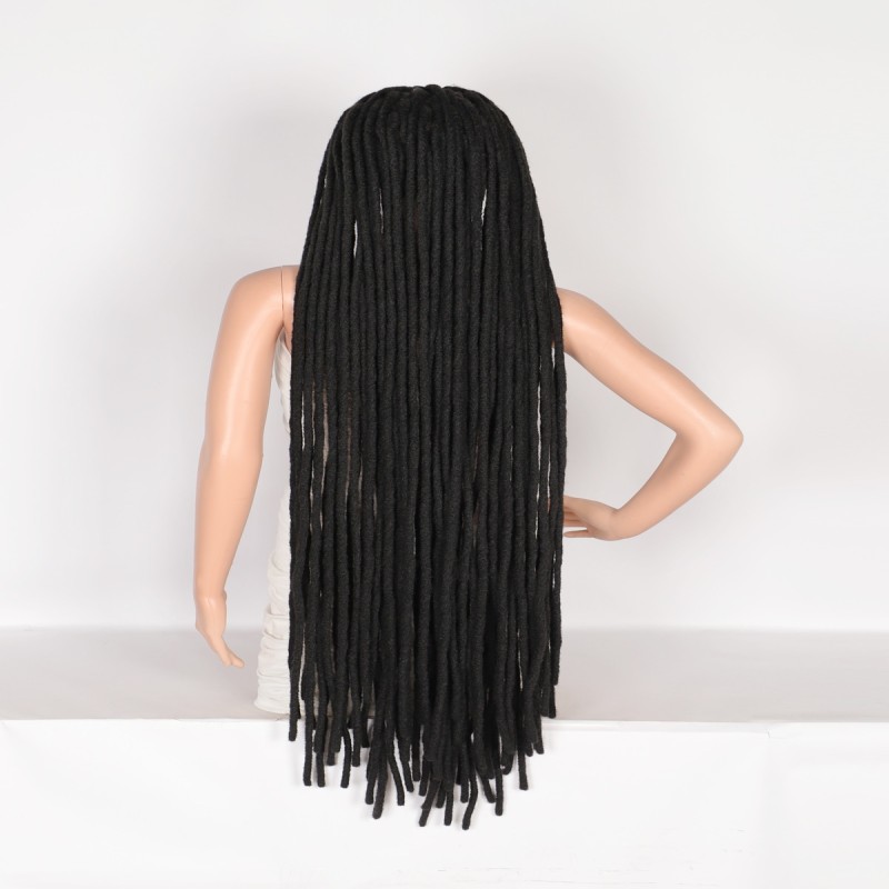 Kalyss Synthetic Braided Wigs 50 Inches Lace Front Wigs Faux Locs Braids Hair Traingle Knotless Long Locs Wig With Baby Hai