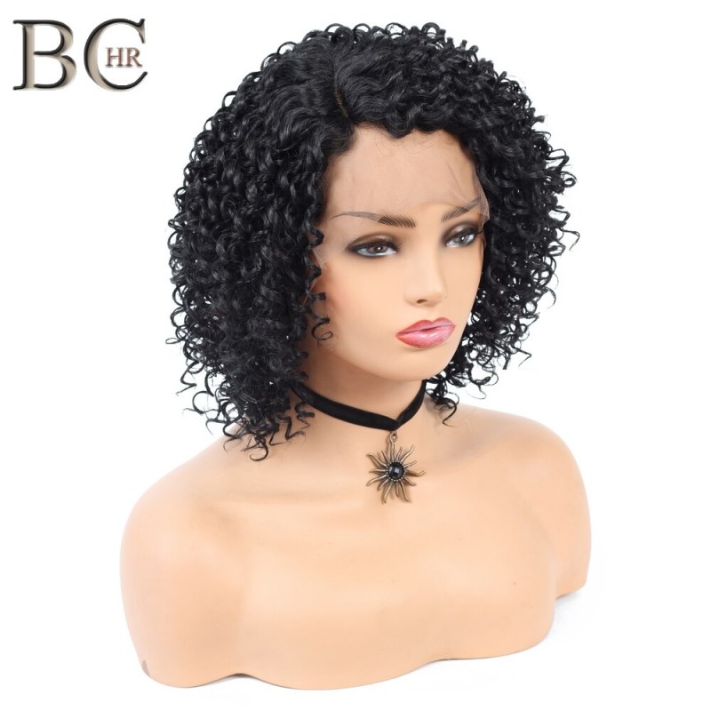 BCHR Afro Lace Wigs Brown Black Synthetic Wigs For  Black Women High Temperature  Fiber Short Curly Wig