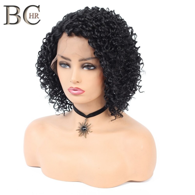 BCHR Afro Lace Wigs Brown Black Synthetic Wigs For  Black Women High Temperature  Fiber Short Curly Wig