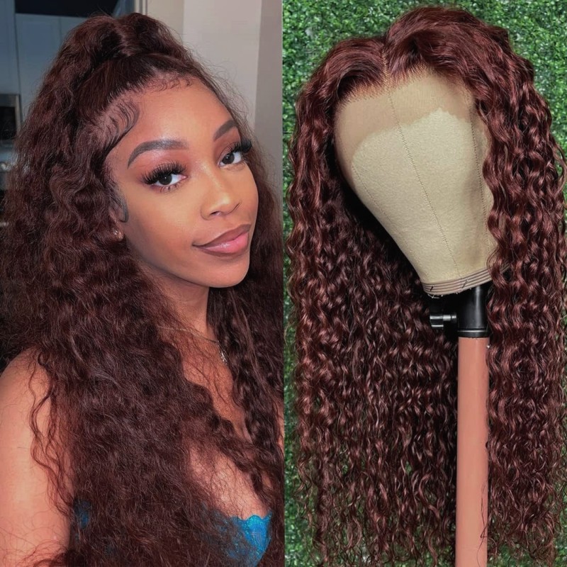Reddish Brown Kinky Curly Synthetic Lace 13X1 T Part Wigs For Women Copper Red Pre Plucked With Baby Hair Lace Closured Wig