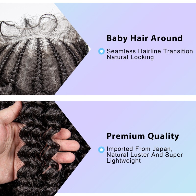 16Inches Braided Wigs Synthetic Lace Front Wigs Curly Hair with Baby Hair Natural Hairline Knotless Bouncy Wigs for Black Women