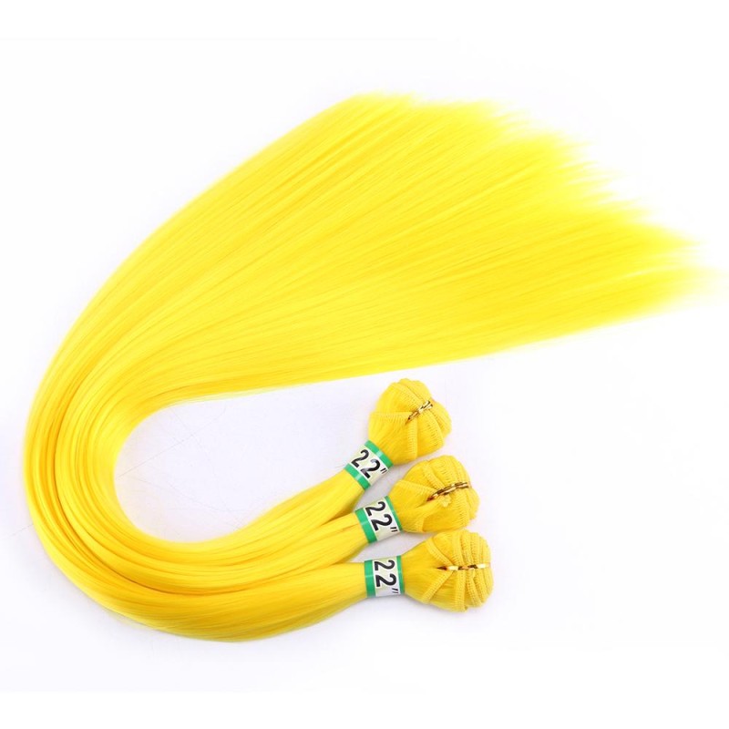 Purple Pink Green Yellow Silky Straight Cosplay hair Bundles 22 Inch 100 g Tissage Fiber Hair Weave Synthetic hair Extensions